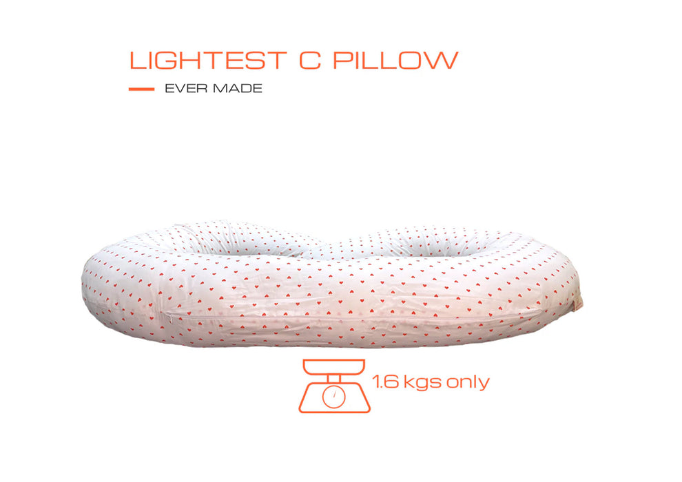 Quilt Comfort - C Shape Pregnancy Pillow - Blooming Hearts