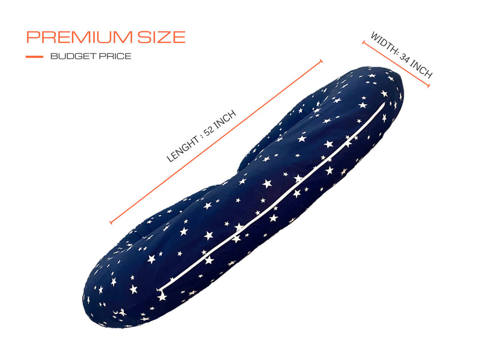 Quilt Comfort - C Shape Pregnancy Pillow - Starry Night with Poly-Cotton Cover