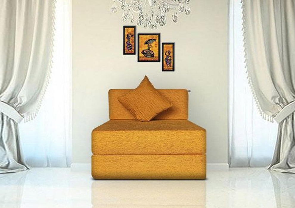 FRESH UP - Single Seater Molphino-Orange Sofa Cum Bed - Without Arm