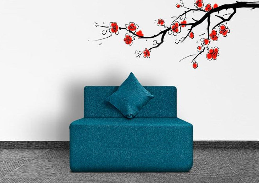 FRESH UP - Single Seater Jute-Blue Sofa Cum Bed - Without Arm