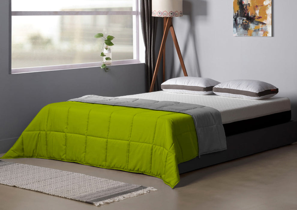 Sleepyhead Reversible Microfiber Comforter, Lemon Green & Ash Grey - 220 GSM