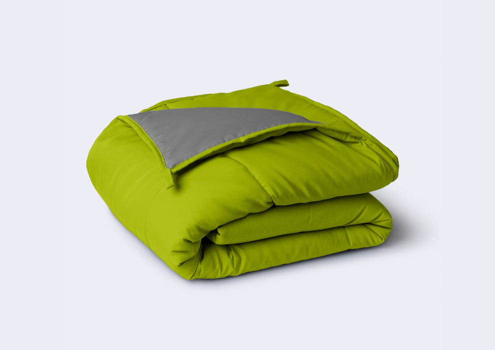 Sleepyhead Reversible Microfiber Comforter, Lemon Green & Ash Grey - 220 GSM