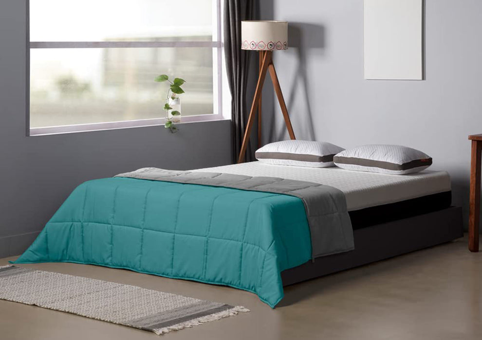 Sleepyhead 220 GSM Reversible Microfiber Comforter, Ocean Blue & Ash Grey