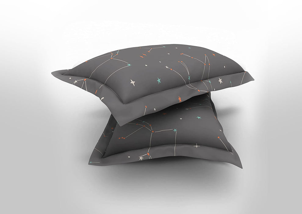Sleepyhead Zodiac - 180TC 100% Cotton Bedsheet with 2 Pillow Covers, Grey