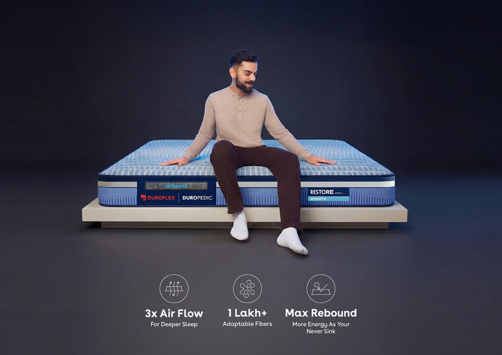 Duroflex Duropedic Airboost 3.8 BI Pro  Double Size Mattress |3X Breathable |Medium Firm Orthopedic Mattress with Neo Latex & 3-Zone Pocket Spring |NHA Approved