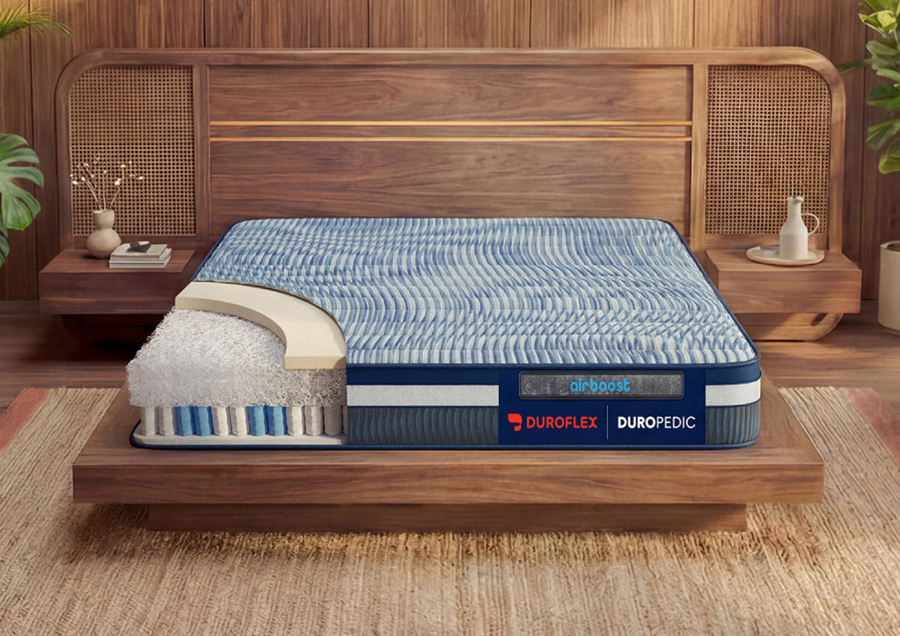 Duroflex Duropedic Airboost 3.8 BI Pro  Double Size Mattress |3X Breathable |Medium Firm Orthopedic Mattress with Neo Latex & 3-Zone Pocket Spring |NHA Approved