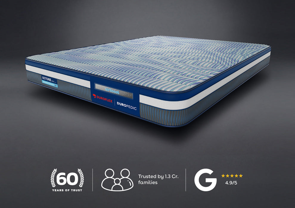 Duroflex Duropedic Airboost 3.8 BI Pro  Double Size Mattress |3X Breathable |Medium Firm Orthopedic Mattress with Neo Latex & 3-Zone Pocket Spring |NHA Approved