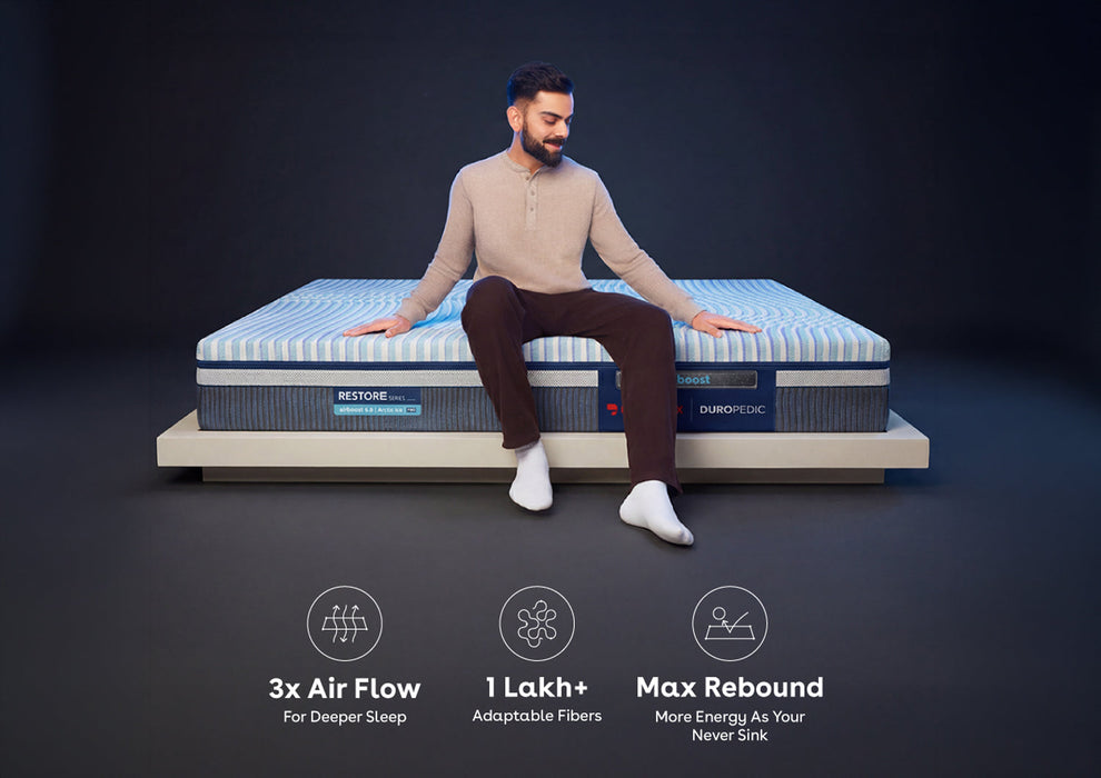 Duroflex Duropedic Airboost 6.8 AI Pro Double Size Mattress |3X Breathable |Arctic Ice Cooling Fabric |Dual Firmness Orthopedic Mattress with Neo Latex| NHA Approved