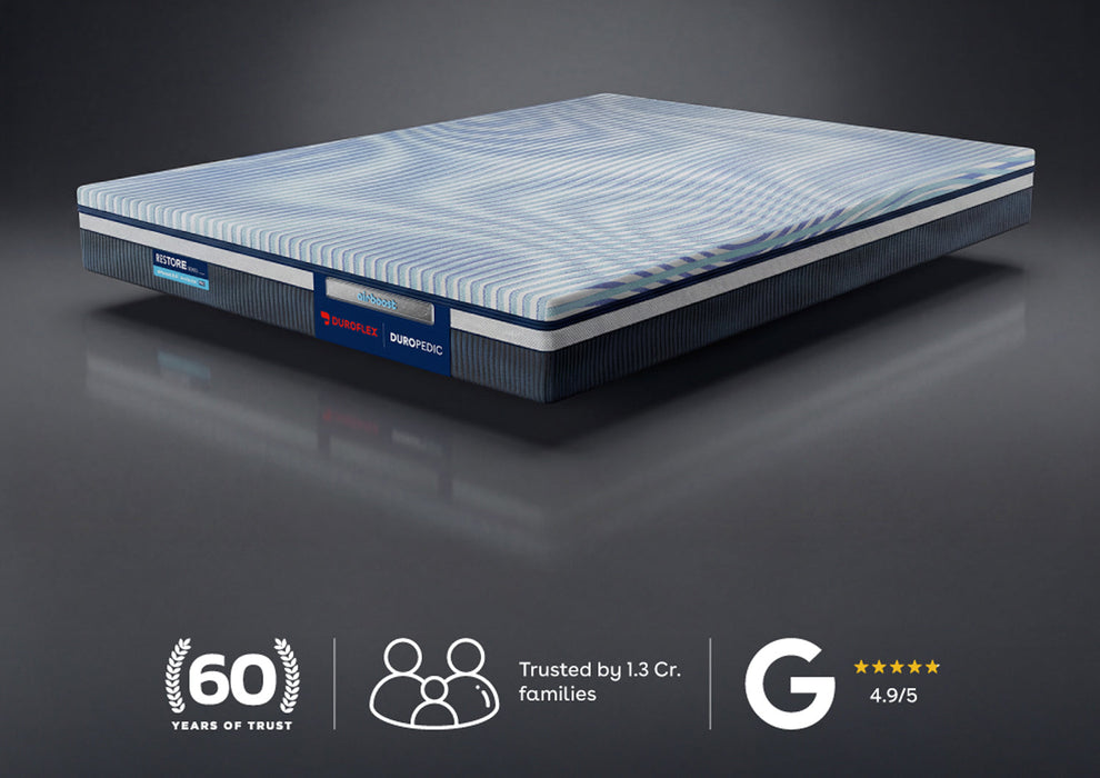Duroflex Duropedic Airboost 6.8 AI Pro Double Size Mattress |3X Breathable |Arctic Ice Cooling Fabric |Dual Firmness Orthopedic Mattress with Neo Latex| NHA Approved