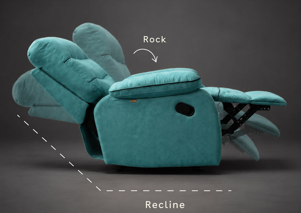 Duroflex Avalon Grande - 360° Swivel & Rocking Recliner Chair| 3 Recline Modes with 3 Zone Back Support| Premium Suede Fabric| Plush Seating with Foam & Spring Support| 3 Year Warranty - Teal