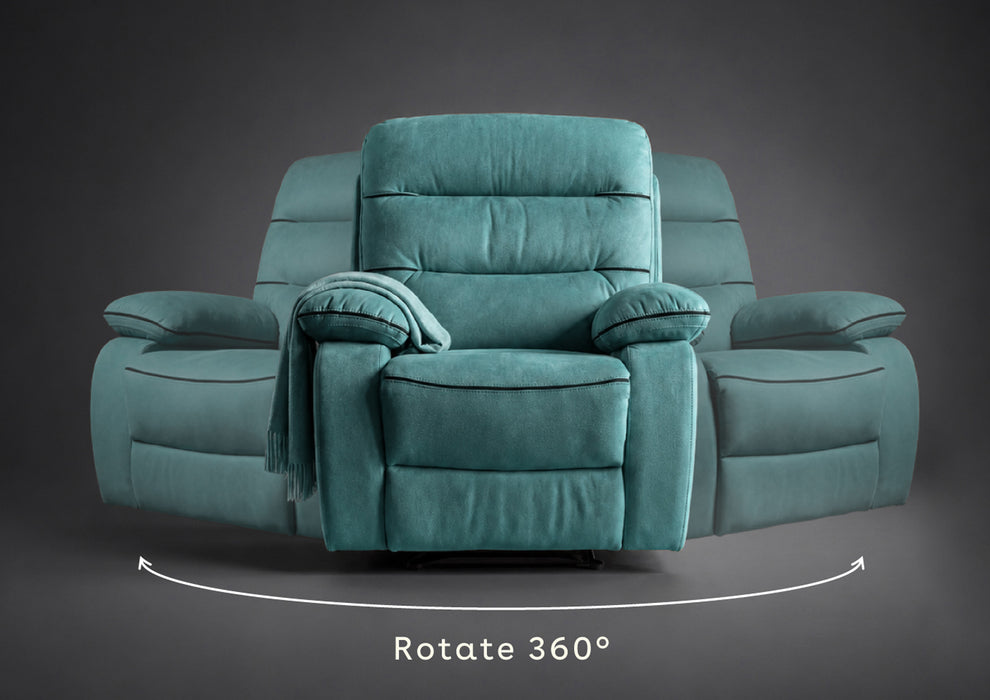 Duroflex Avalon Grande - 360° Swivel & Rocking Recliner Chair| 3 Recline Modes with 3 Zone Back Support| Premium Suede Fabric| Plush Seating with Foam & Spring Support| 3 Year Warranty - Teal
