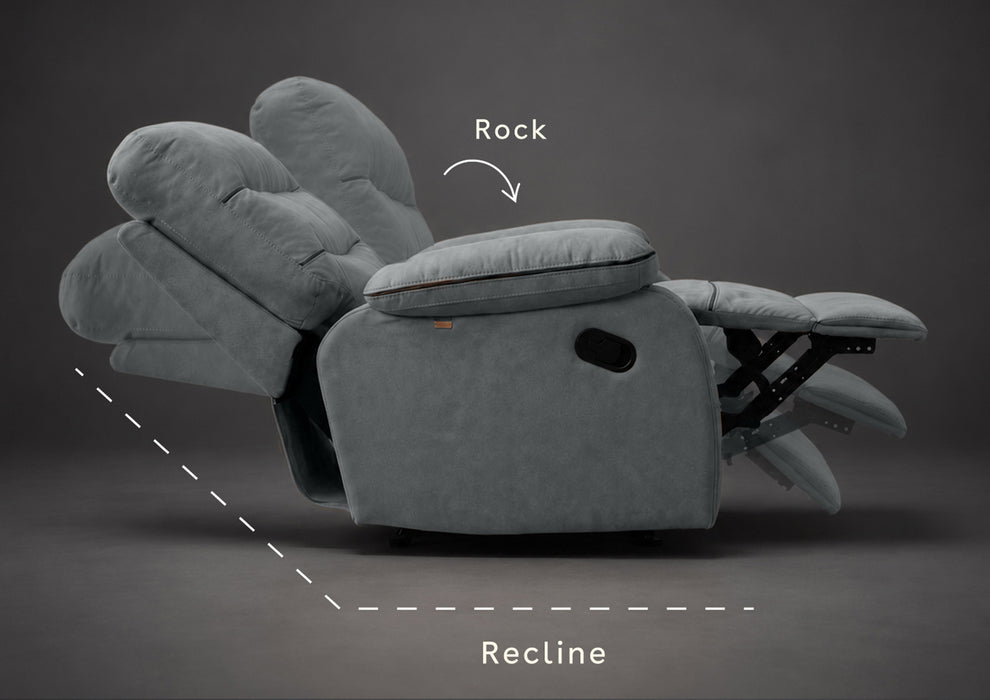Duroflex Avalon Grande - 360° Swivel & Rocking Recliner Chair| 3 Recline Modes with 3 Zone Back Support| Premium Suede Fabric| Plush Seating with Foam & Spring Support| 3 Year Warranty - Grey