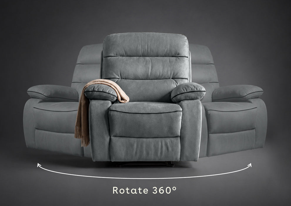 Duroflex Avalon Grande - 360° Swivel & Rocking Recliner Chair| 3 Recline Modes with 3 Zone Back Support| Premium Suede Fabric| Plush Seating with Foam & Spring Support| 3 Year Warranty - Grey