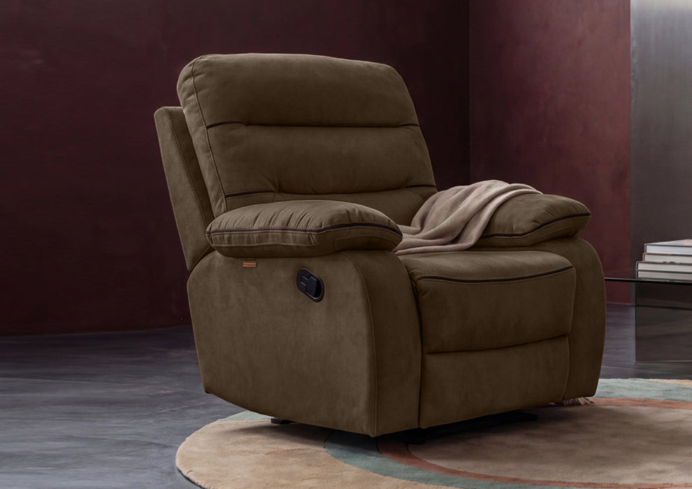 Duroflex Avalon Grande - 360° Swivel & Rocking Recliner Chair| 3 Recline Modes with 3 Zone Back Support| Premium Suede Fabric| Plush Seating with Foam & Spring Support| 3 Year Warranty - Brown