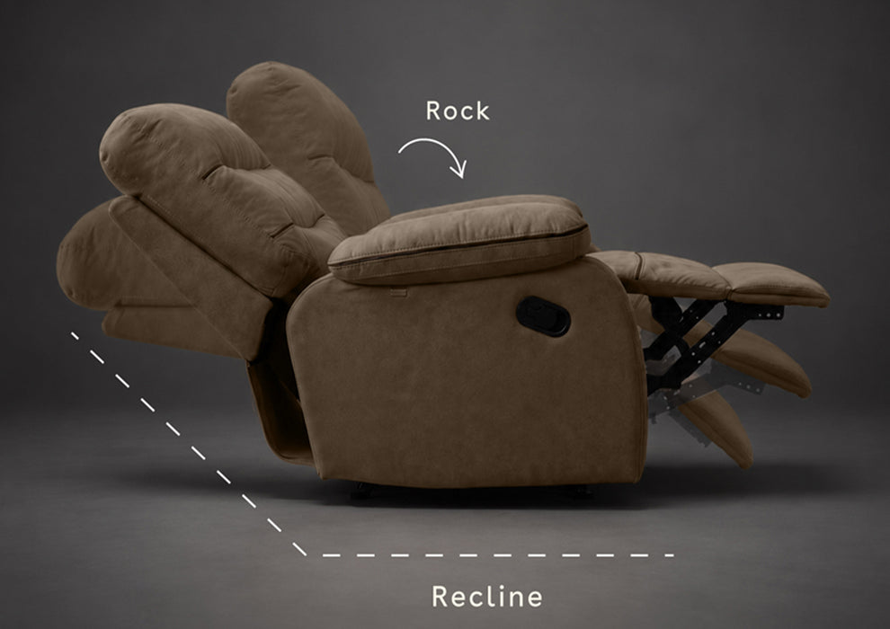Duroflex Avalon Grande - 360° Swivel & Rocking Recliner Chair| 3 Recline Modes with 3 Zone Back Support| Premium Suede Fabric| Plush Seating with Foam & Spring Support| 3 Year Warranty - Brown