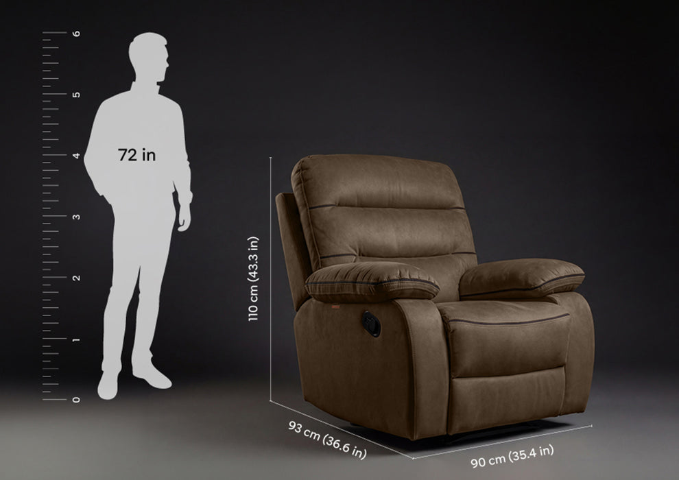 Duroflex Avalon Grande - Recliner Chair| 3 Recline Modes with 3-Zone Back Support| Premium Suede Fabric| Plush Seating with Foam & Spring Support| 3 Year Warranty - Brown
