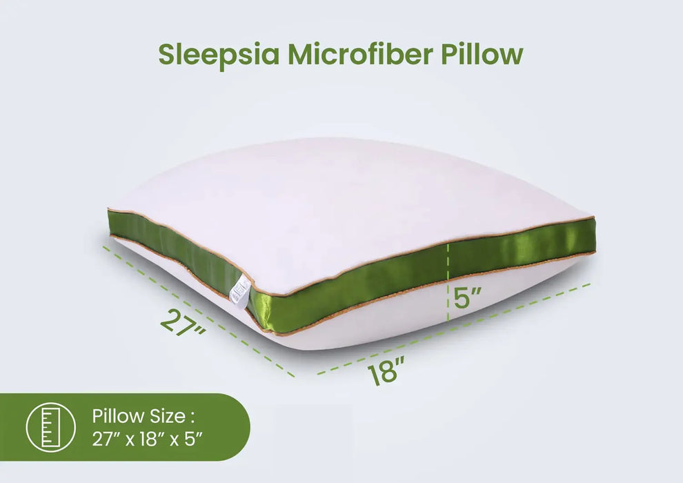 Sleepsia Luxurious Microfiber Ultrasoft Cotton Pillow, Bed Sleeping Pillow, White Washable Pillow (Green, Pack of 4)