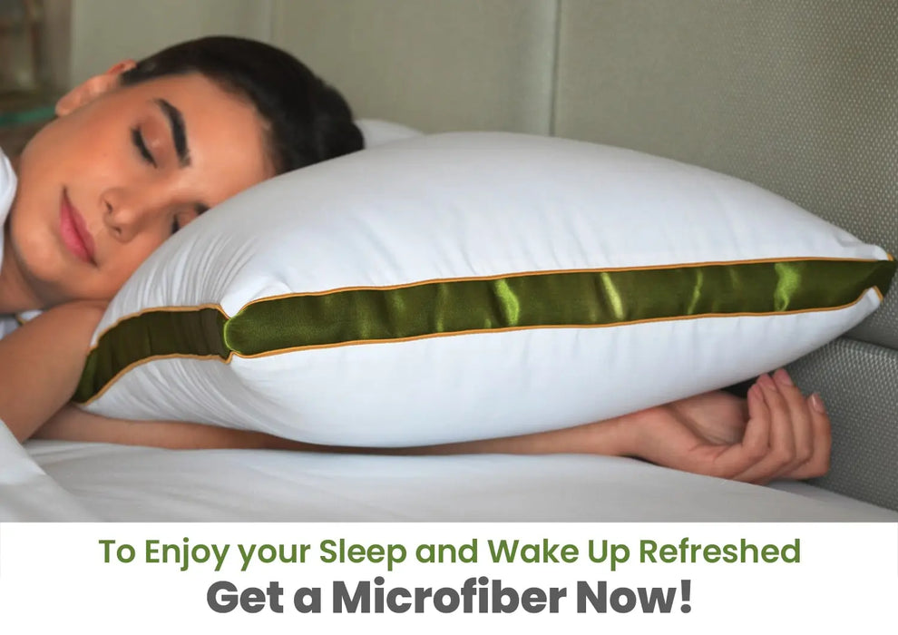 Sleepsia Luxurious Microfiber Ultrasoft Cotton Pillow, Bed Sleeping Pillow, White Washable Pillow (Green, Pack of 1)