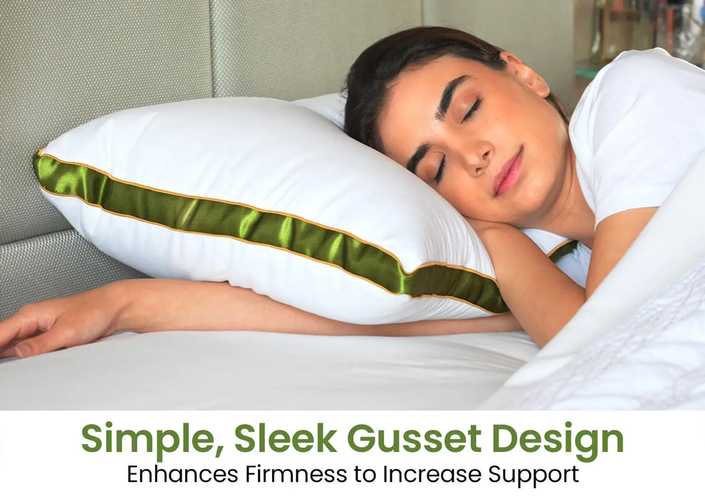 Sleepsia Luxurious Microfiber Ultrasoft Cotton Pillow, Bed Sleeping Pillow, White Washable Pillow (Green, Pack of 2)
