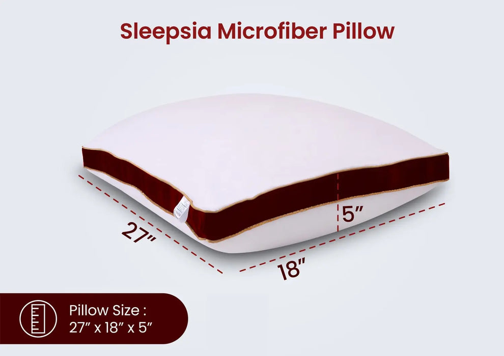 Sleepsia High Quality Microfiber Ultrasoft Cotton Pillow, Bed Sleeping Pillow, White Washable Pillow (Red, Pack of 1)