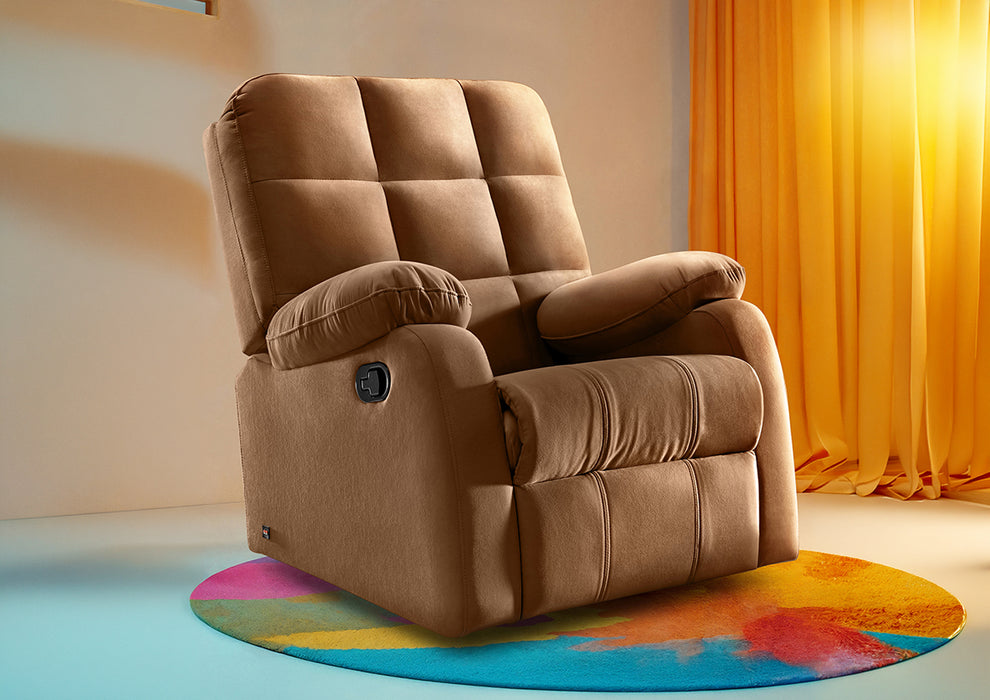 Sleepyhead RX5 - Single Seater Fabric Manual Recliner with Durable Spring Support | Cocoa Brown
