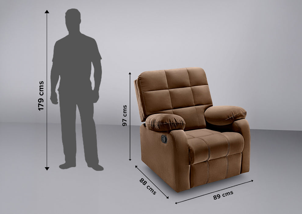 Sleepyhead RX5 - Single Seater Fabric Manual Recliner with Durable Spring Support | Cocoa Brown