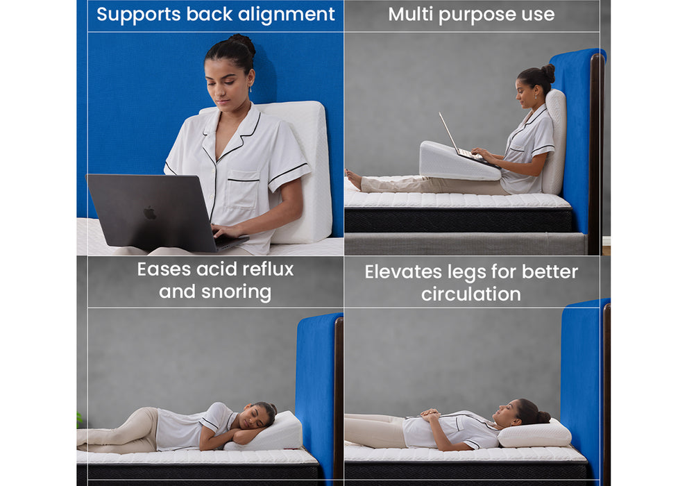 Duroflex Core Align Wedge Orthopedic Pillow | (18 x 7 Inch, White)