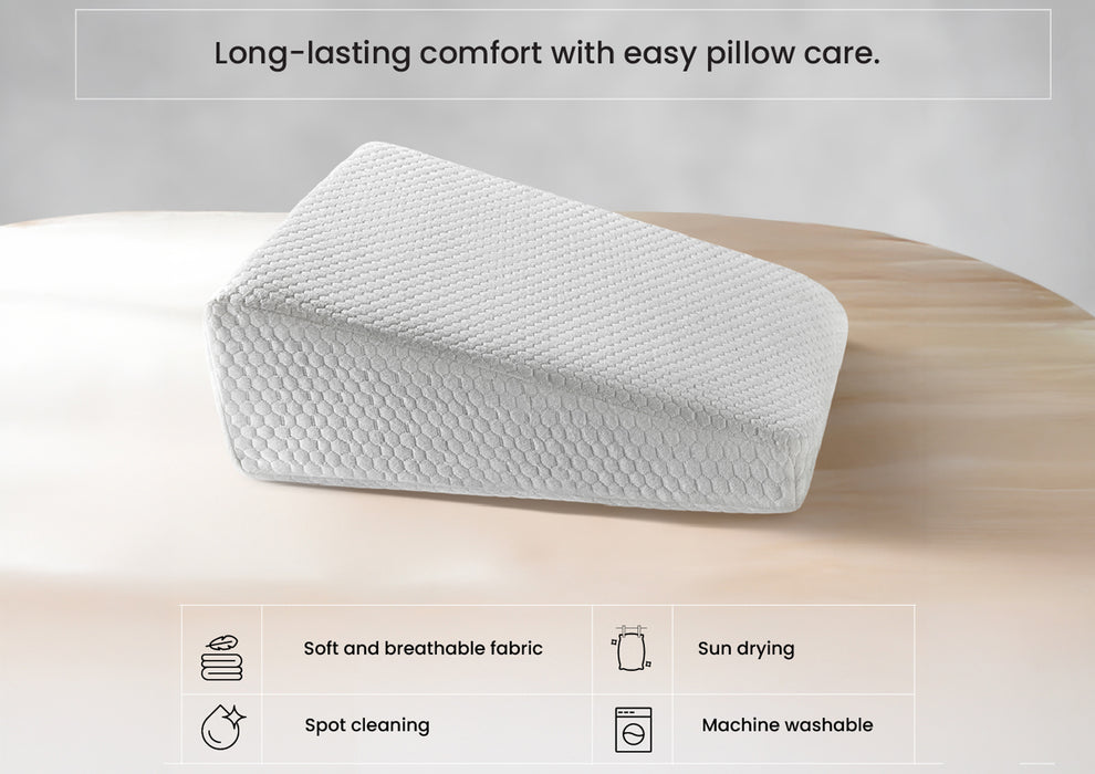 Duroflex Core Align Wedge Orthopedic Pillow | (18 x 7 Inch, White)
