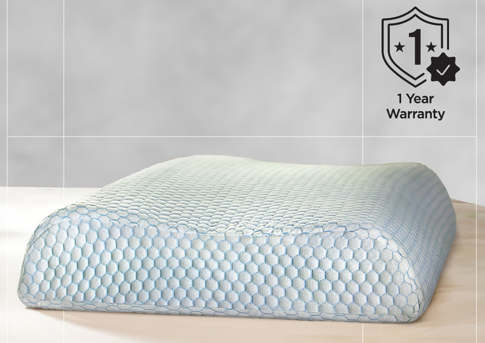 Duroflex Spine Contour Orthopedic Memory Foam Pillow, Dual Height, Cooling Neck Pillow | (24 x 16.5 Inch, White)