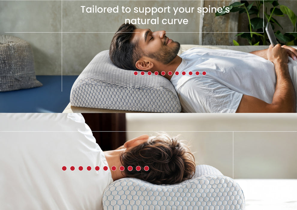 Duroflex Spine Contour Orthopedic Memory Foam Pillow, Dual Height, Cooling Neck Pillow | (24 x 16.5 Inch, White)