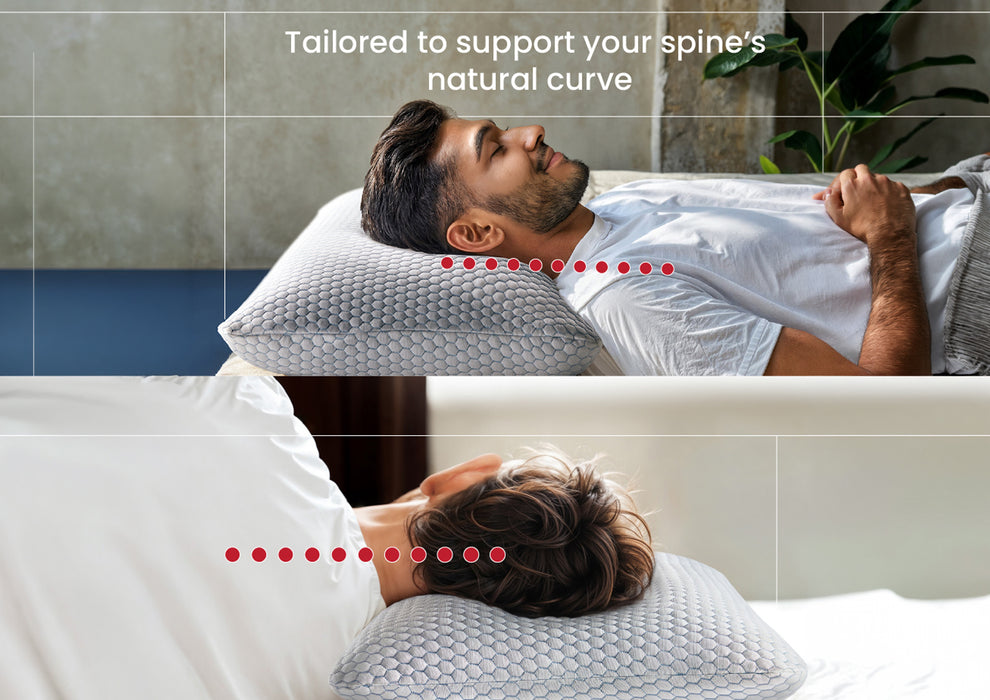 Duroflex Core Balance Orthopedic Memory Foam Pillow, 4 Inch Height | (24 x 16 Inch, White)