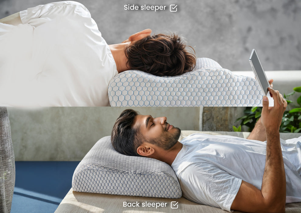 Duroflex Spine Contour Orthopedic Memory Foam Pillow, Dual Height, Cooling Neck Pillow | (24 x 16.5 Inch, White)