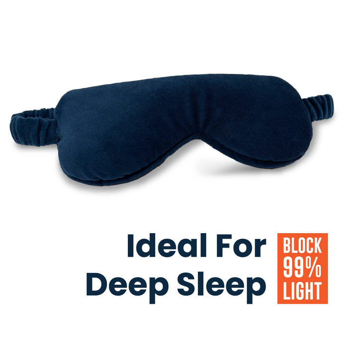 Sleepsia Blue Velvet Memory Foam Sleeping Eye Mask - Soft Home Night Stretchable Sleeping Mask, Deep Sleep Blindfold Safe Unisex Smooth Adaptable, Light Blocker Mask (Pack of 1)