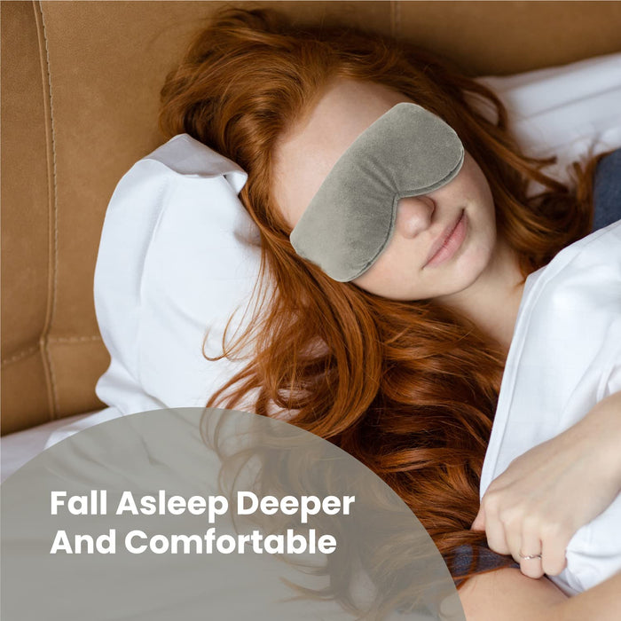 Sleepsia Grey Velvet Sleeping Eye Mask - Ultra Soft Night Mask, Stretchable Sleeping Mask, Blindfold Comfortable Unisex Smooth Adjustable Travelling Nap Suitable Mask (Pack of 1)