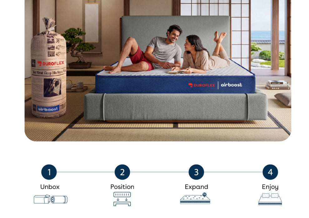 Duroflex Duropedic LiveIn Airboost 2.6  Double Size Mattress |3x Breathable |30% Deeper Sleep |Medium Firm Orthopedic Mattress |NHA Approved |6 Inch Mattress |10 Years Warranty