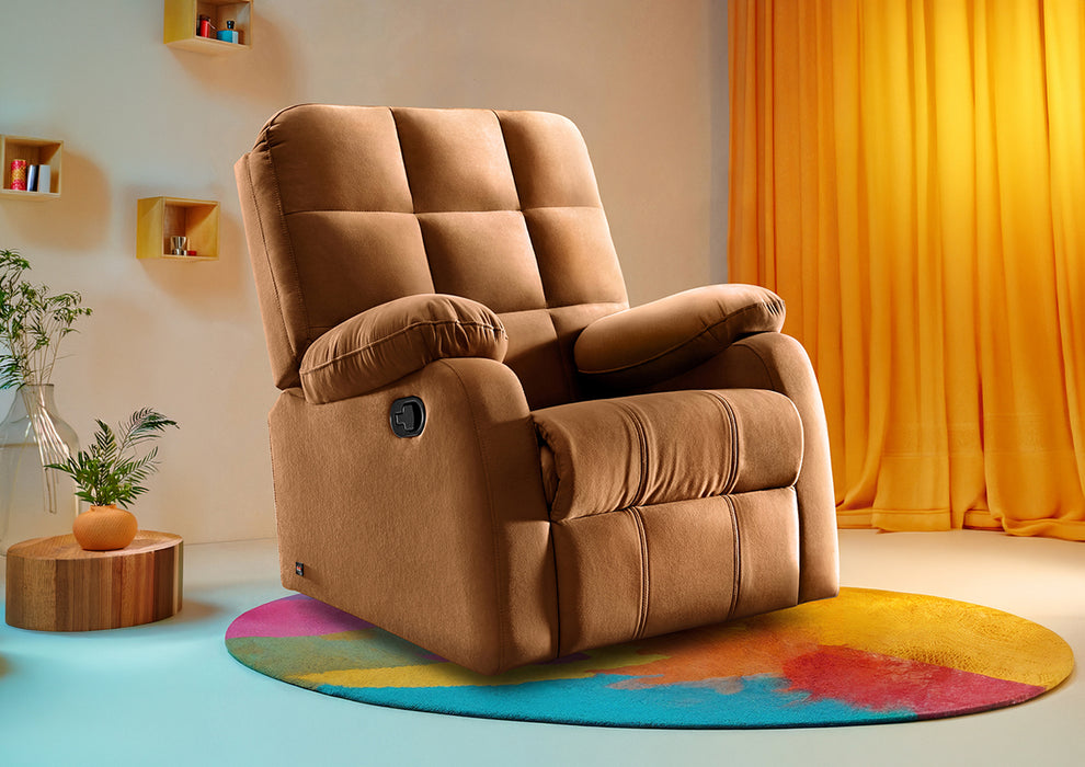 Sleepyhead RX5 - Single Seater Fabric Manual Recliner with Durable Spring Support | Mocha Brown