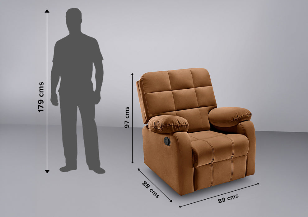 Sleepyhead RX5 - Single Seater Fabric Manual Recliner with Durable Spring Support | Mocha Brown