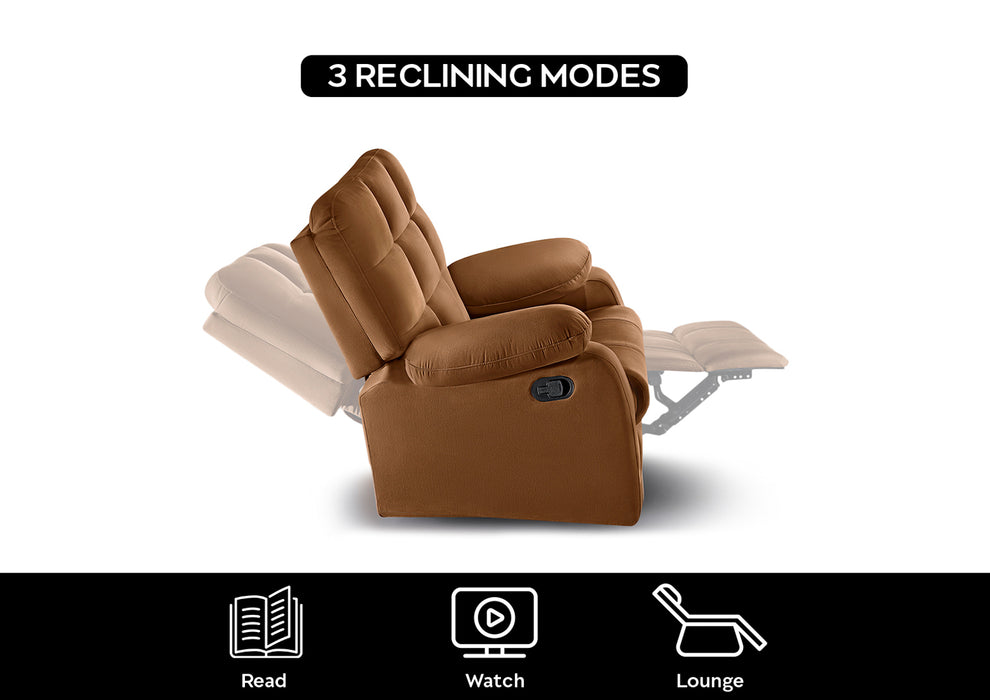 Sleepyhead RX5 - Single Seater Fabric Manual Recliner with Durable Spring Support | Mocha Brown