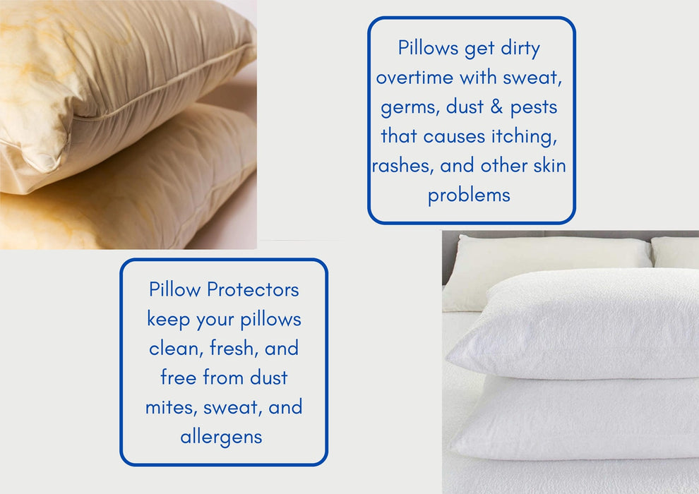 FlexiFit Standard Size Waterproof Pillow Protector with Hidden Zipper | White ( Set of 4) from YORA HomeStyle