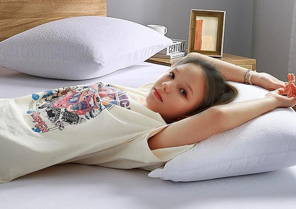 FlexiFit Standard Size Waterproof Pillow Protector with Hidden Zipper | White ( Set of 4) from YORA HomeStyle