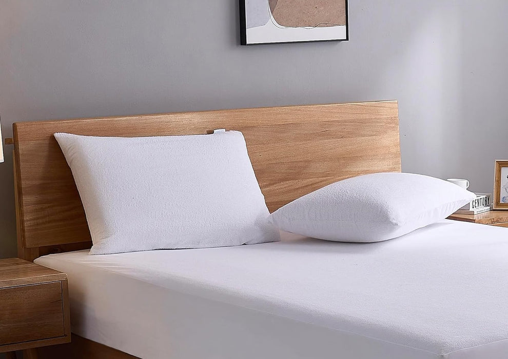 FlexiFit Standard Size Waterproof Pillow Protector with Hidden Zipper | White ( Set of 2) from YORA HomeStyle