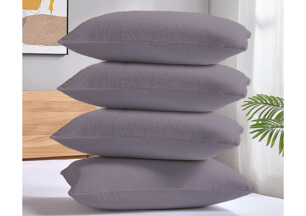 FlexiFit Standard Size Waterproof Pillow Protector with Hidden Zipper | Grey ( Set of 4) from YORA HomeStyle