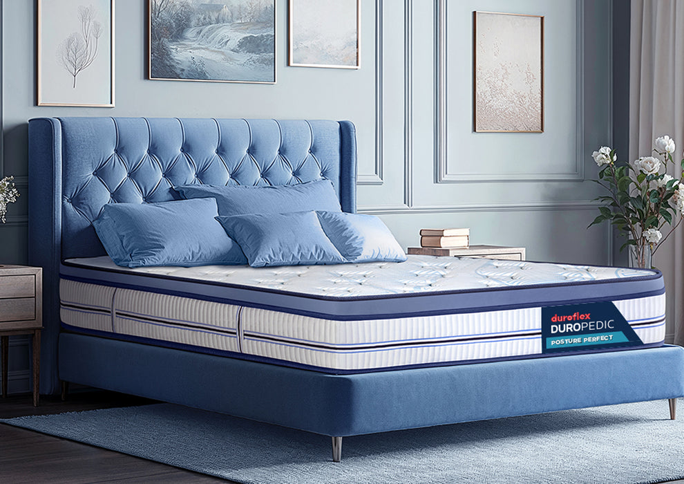 Duroflex Posture Perfect - Doctor Recommended |5 Zone Dual Density Orthopedic Support layer |Heat Away Technology | 8 Inch King Size| 3 Zone Pocket Spring Mattress with Euro Top