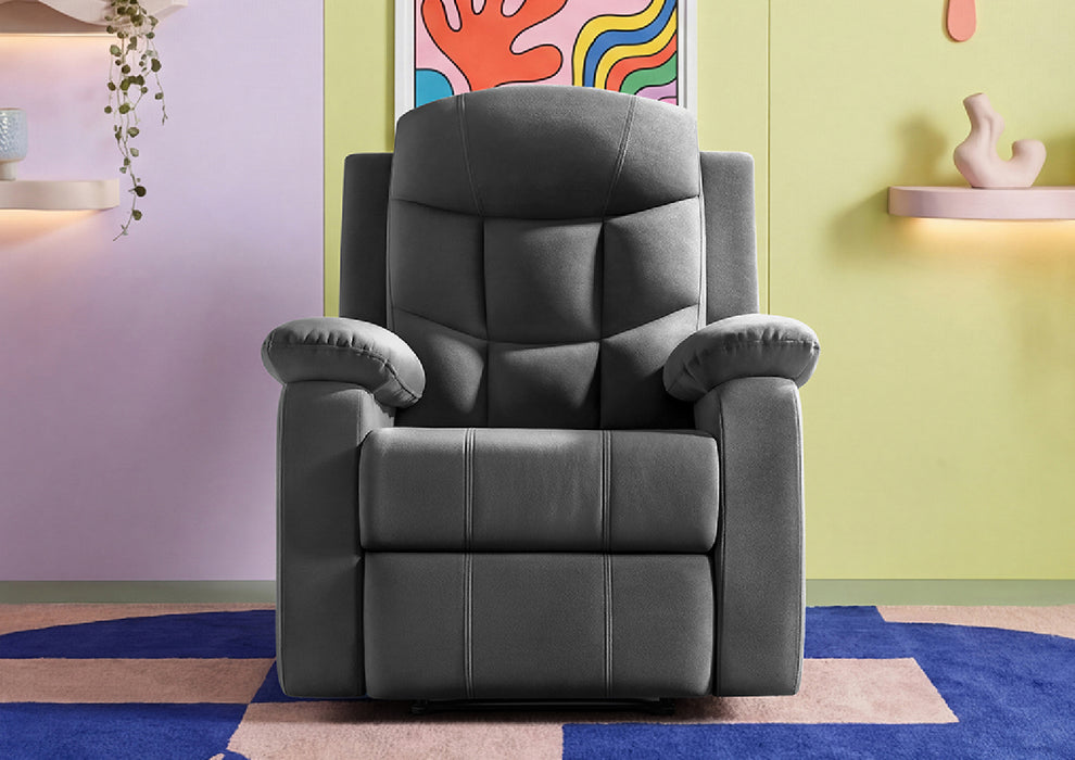 Sleepyhead RX5 Ultra - Single Seater Velvet Fabric Manual Recliner with 3-Position Comfort | Zig Zag Spring Suspension & Solid Wood Frame | Ergonomic High-Back Lumbar Support (Monument Grey)