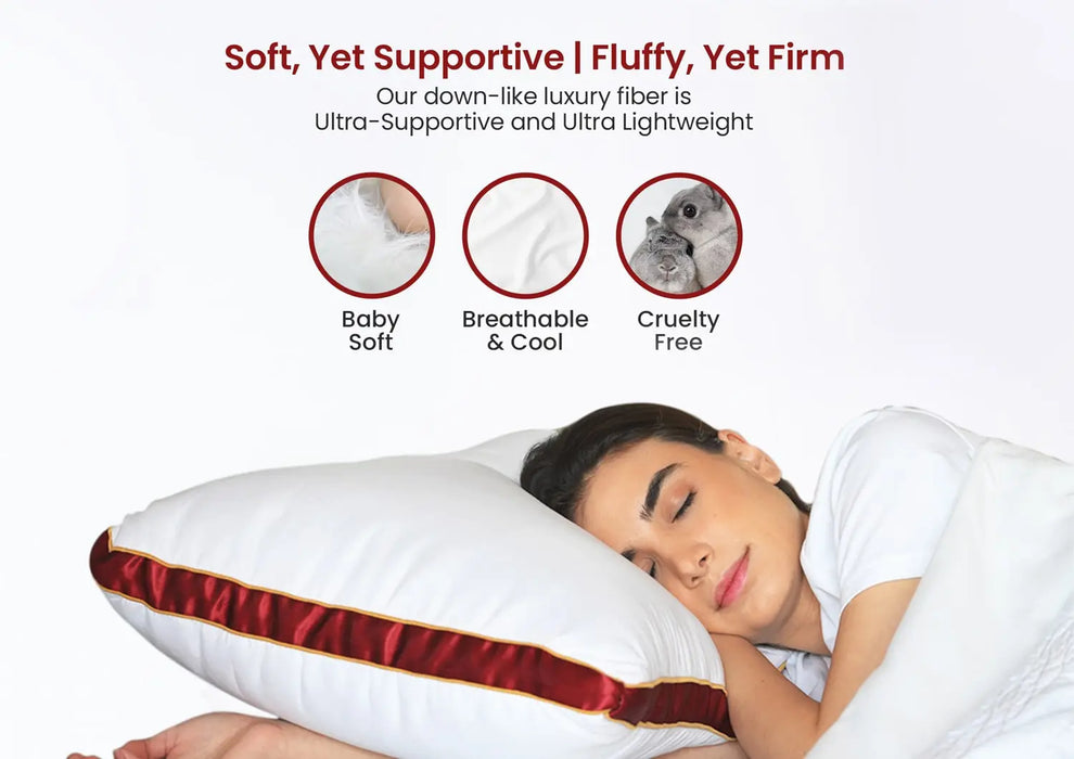 Sleepsia High Quality Microfiber Ultrasoft Cotton Pillow, Bed Sleeping Pillow, White Washable Pillow (Red, Pack of 2)