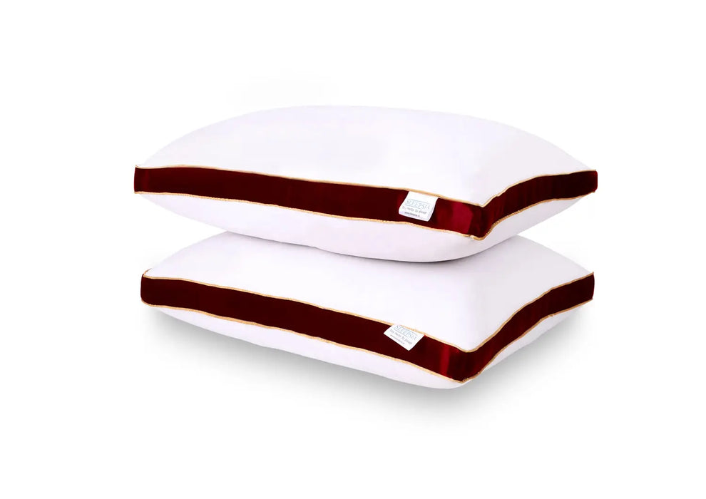 Sleepsia High Quality Microfiber Ultrasoft Cotton Pillow, Bed Sleeping Pillow, White Washable Pillow (Red, Pack of 2)