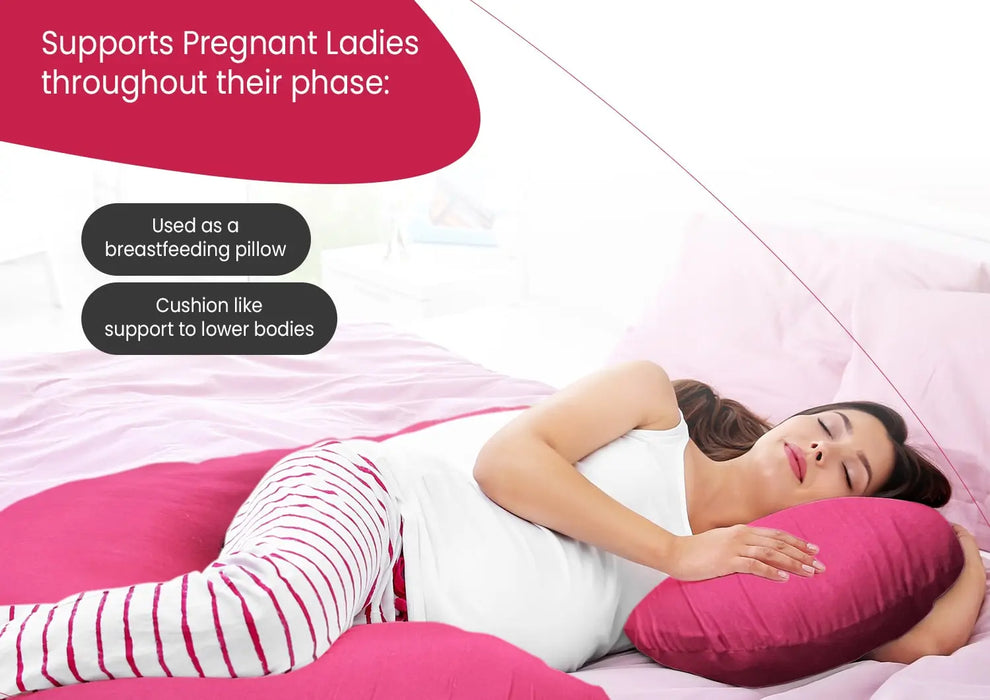 Sleepsia C Shapped Pregnancy Pillows for Pregnant Woman - Full Body Maternity Pillow, Pregnancy Body Pillow for Sleeping with Removable Cover - Support for Back, Legs, Belly, Hips for Pregnant Women (Pink)