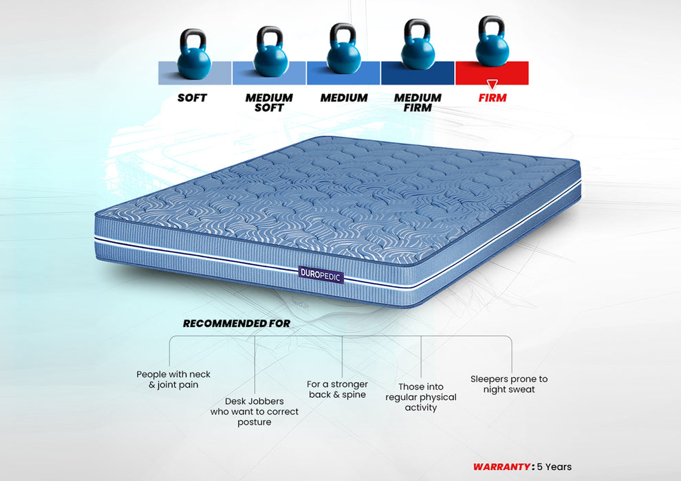 Duroflex Up Right - Duropedic with Doctor Recommended |5 Zone Dual Density Orthopedic Support layer |5 Inch Single Size PU Bonded Foam Mattress