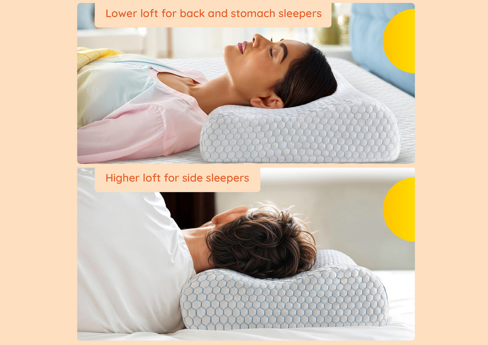 Sleepyhead Yawn Neck Contour Ortho Cervical Memory Foam Pillow ( 21 x 13 Inch | White )