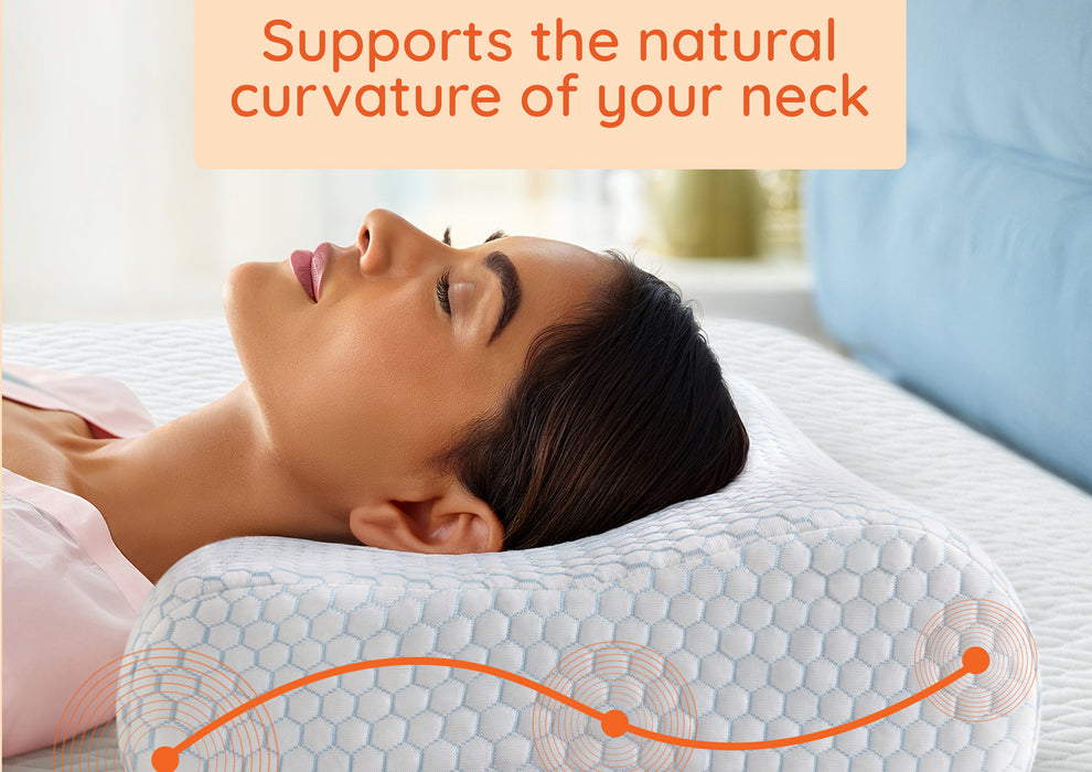 Sleepyhead Yawn Neck Contour Ortho Cervical Memory Foam Pillow ( 21 x 13 Inch | White )
